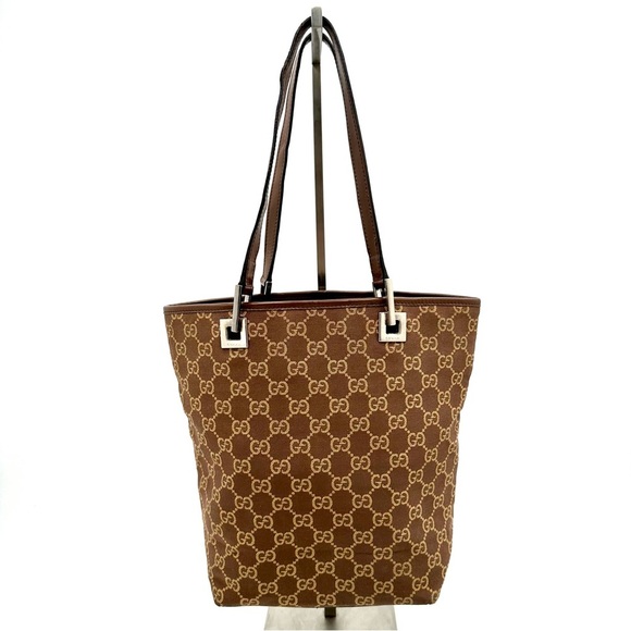 Gucci Vintage GG Brown Canvas Small Tote Shoulder Bag - Picture 1 of 16